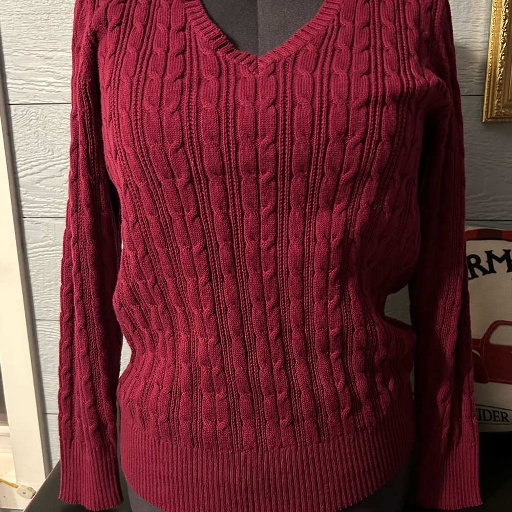 Saint John's Bay Active V-Neck Sweater - Burgundy, NWOT